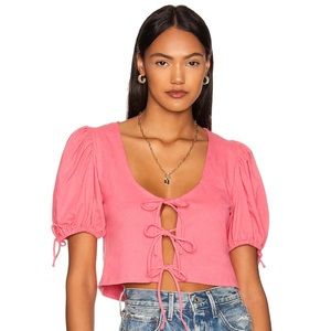 Free People Kitty Puff Sleeve Crop Top